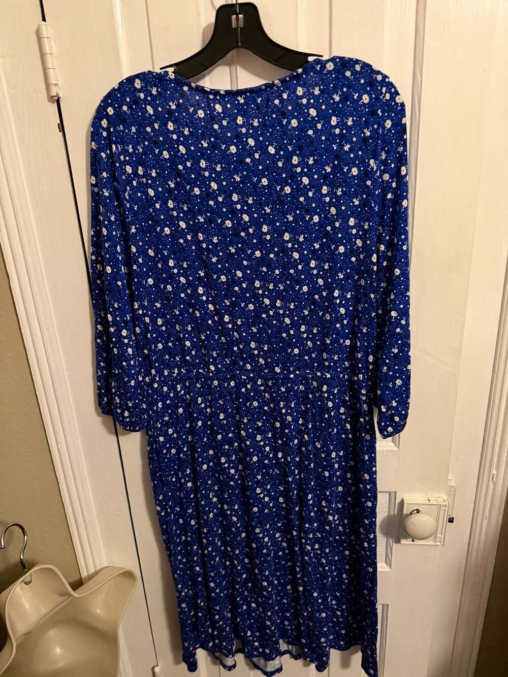 Boden Dress Size US 10L Blue White Star Floral Drawstring Jersey 10 Long Tall - Picture 4 of 8